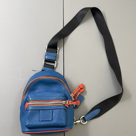 COACH Academy Backpack 15 Mini Leather Crossbody ~52061-912 Blue - Picture 1 of 16